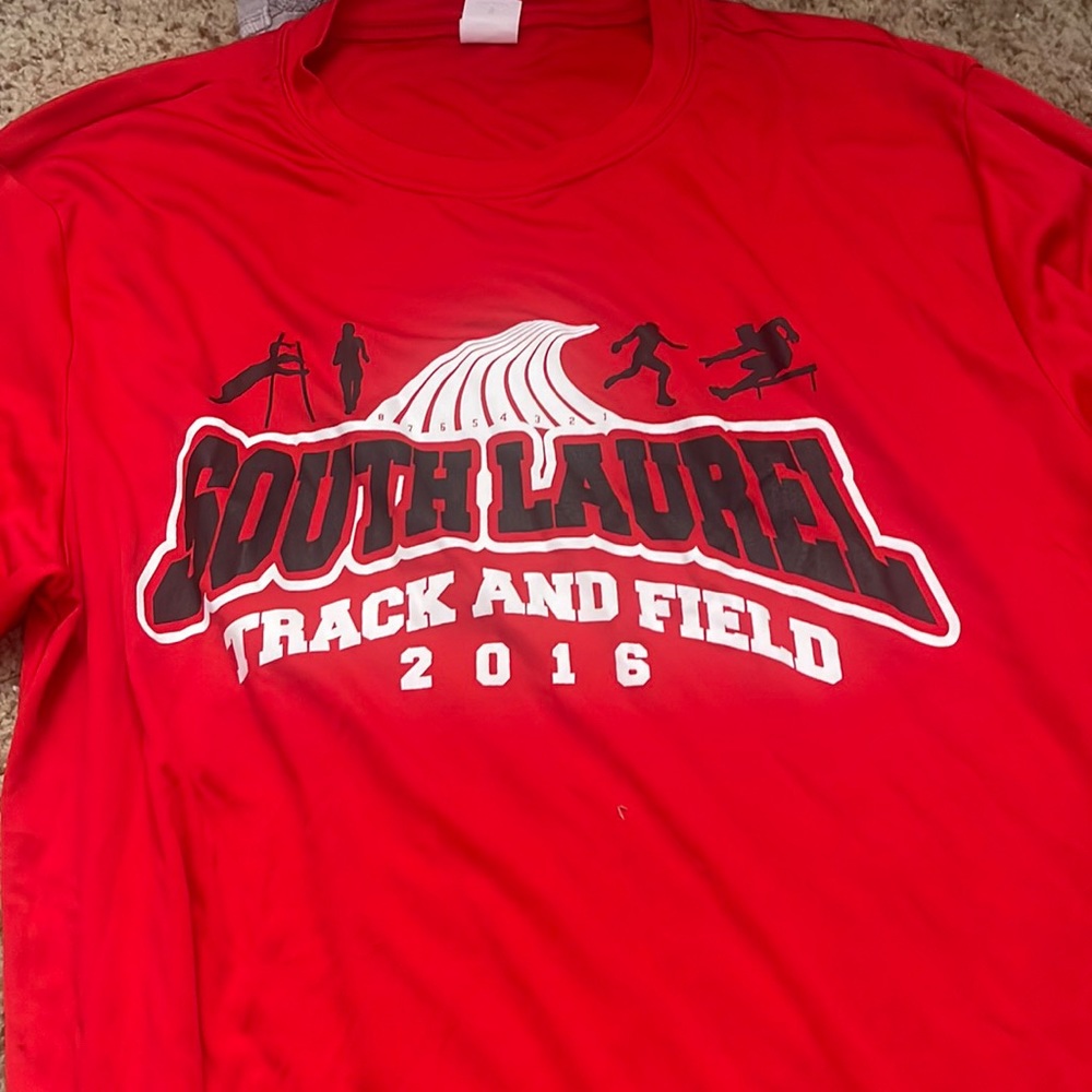 Size s  red and white and black Long sleeve